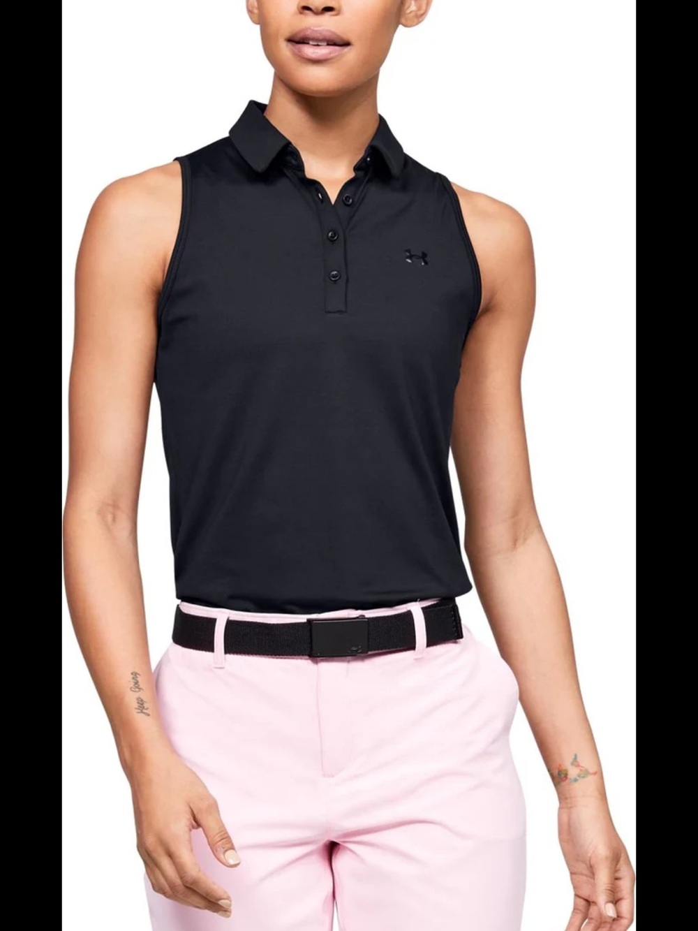 Under Armour Black Sleeveless Polo Tank Top